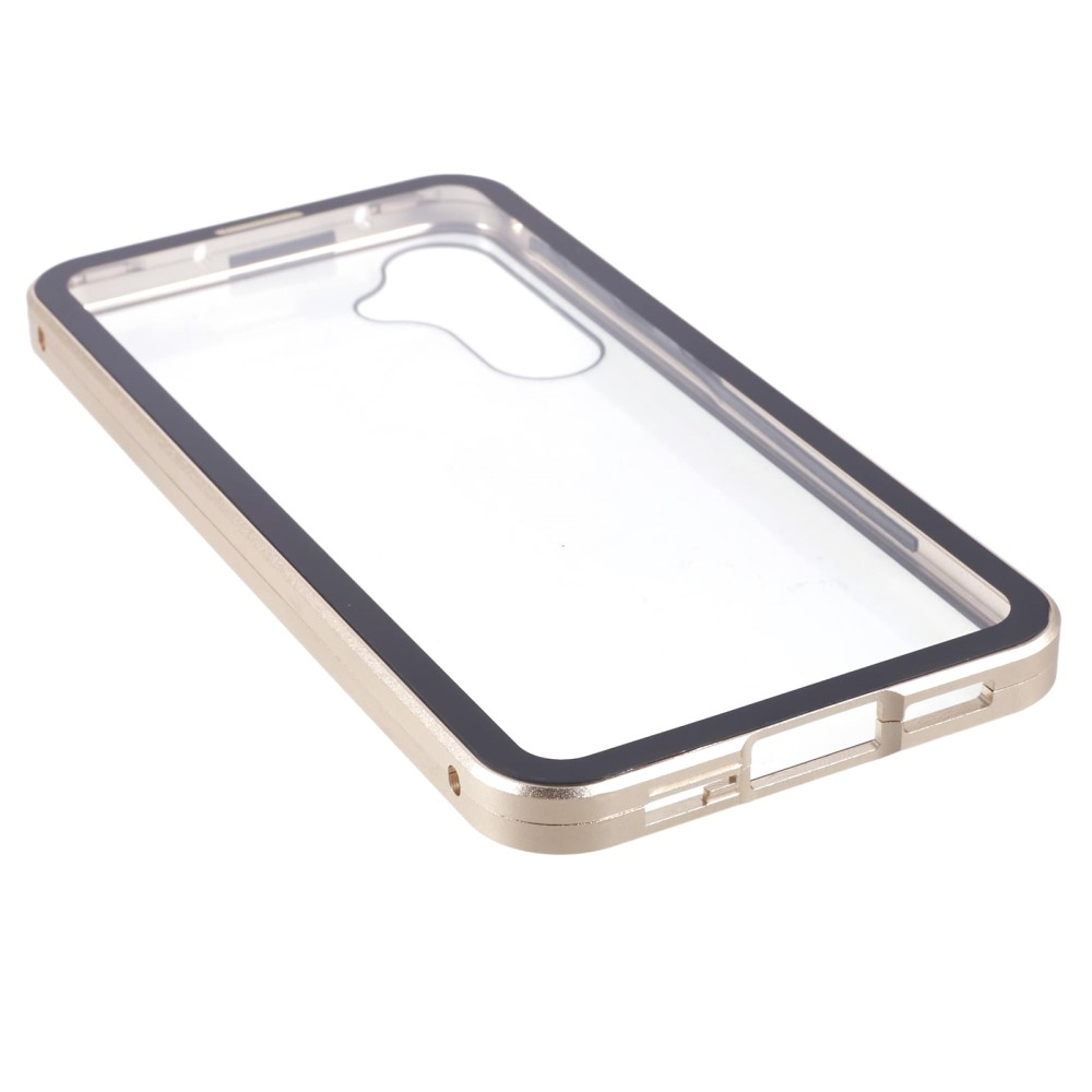 Samsung Galaxy A55 Magnetische Alu Schutzhülle mit Panzer Glas Backcover   Displayschutz (Magnet-Technologie) - Champagner