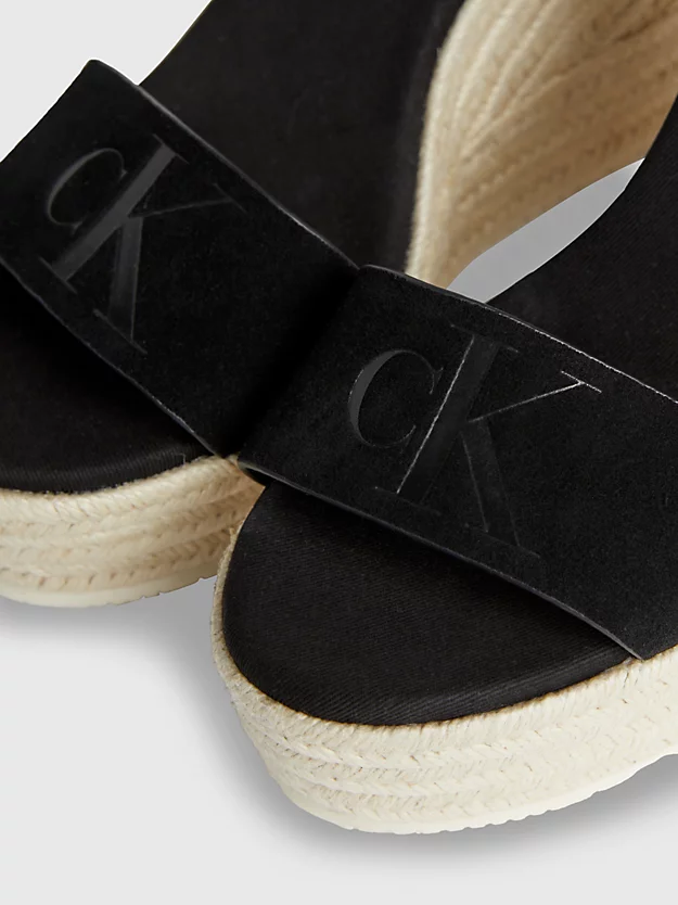 Sandálias espadrille de camurça com salto plataforma