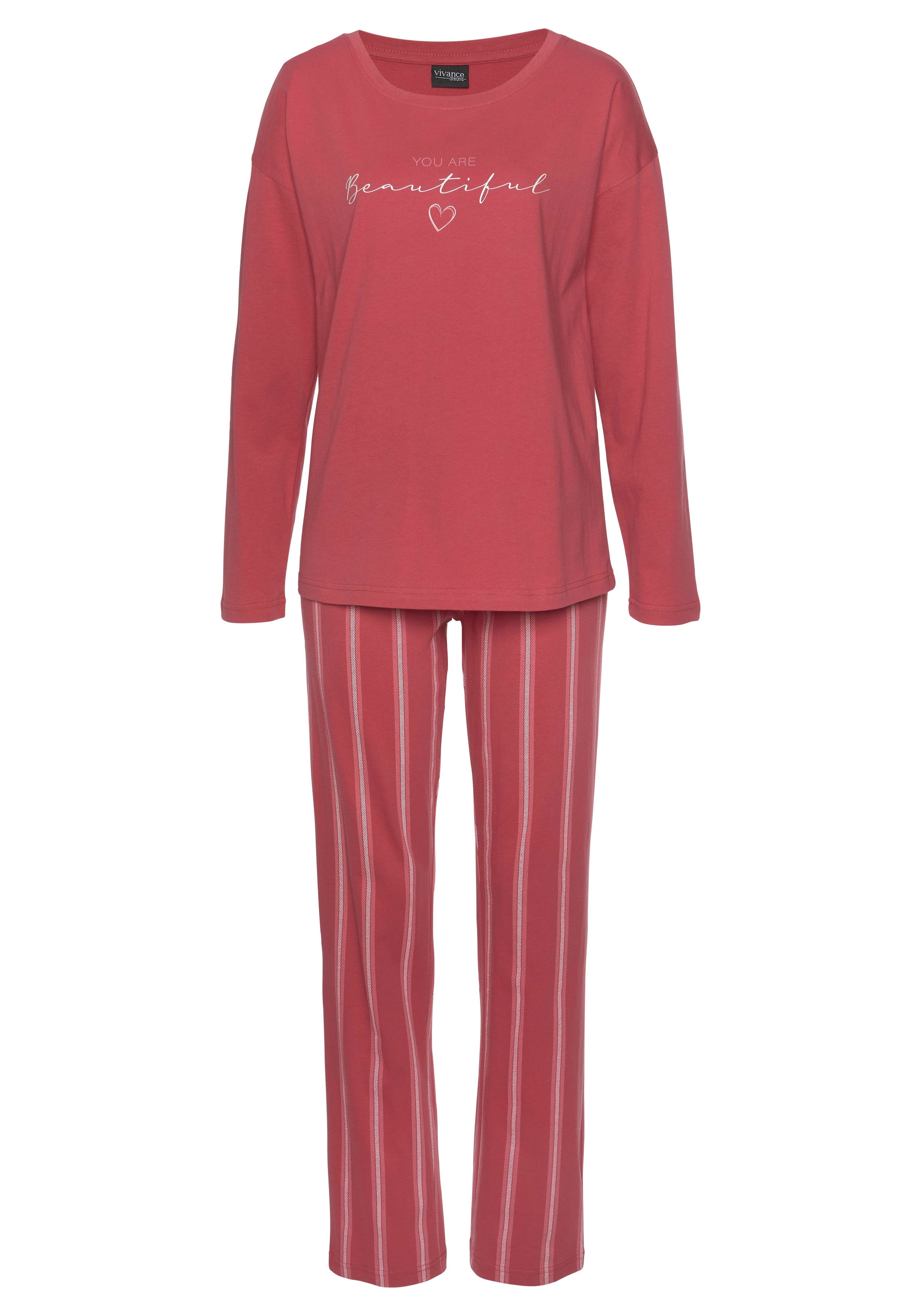 Vivance Dreams Pyjama Set, 2-teilig, 2 tlg. mit Frontdruck