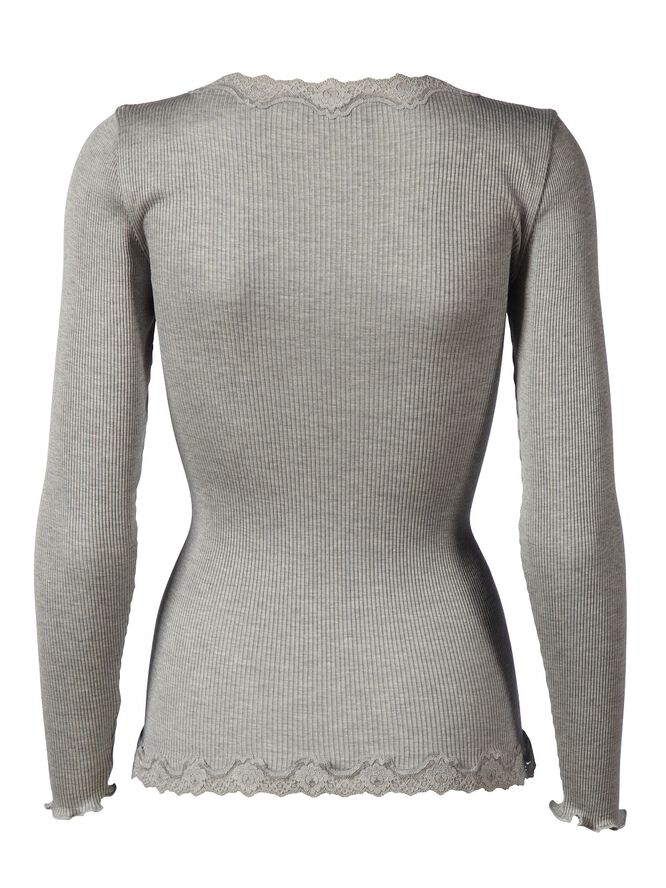 Rosemunde Silk cardigan regular ls w/rev vint Lysegrå