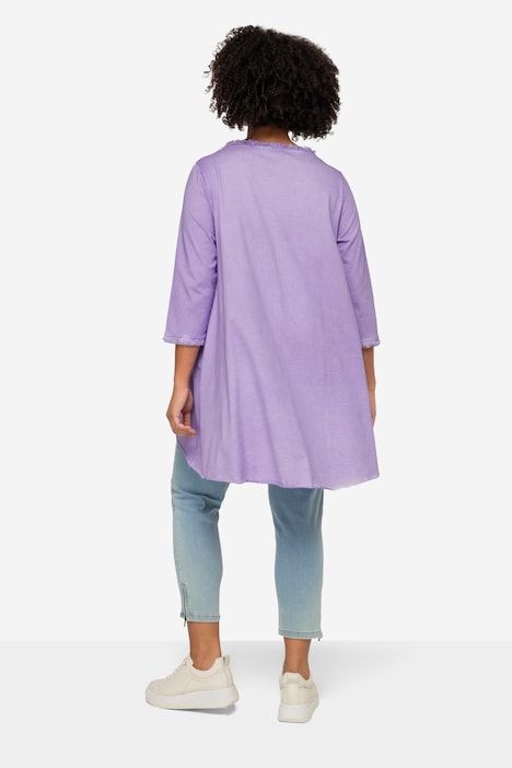Longshirt, Smiley, Rundhals, Langarm, gerundeter Saum
