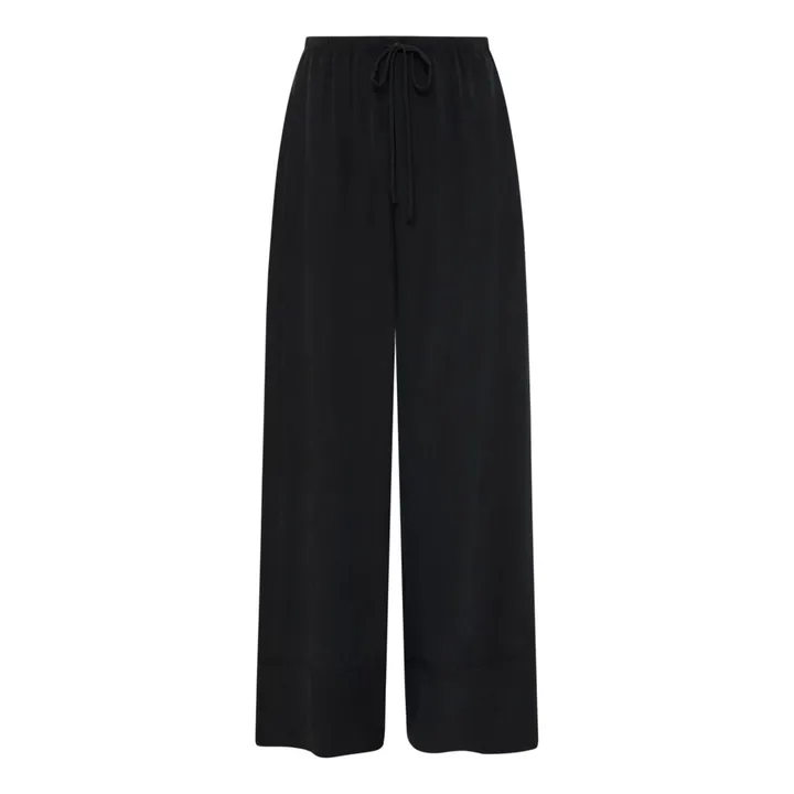 St Agni Pantalon Relaxed Soie | Noir