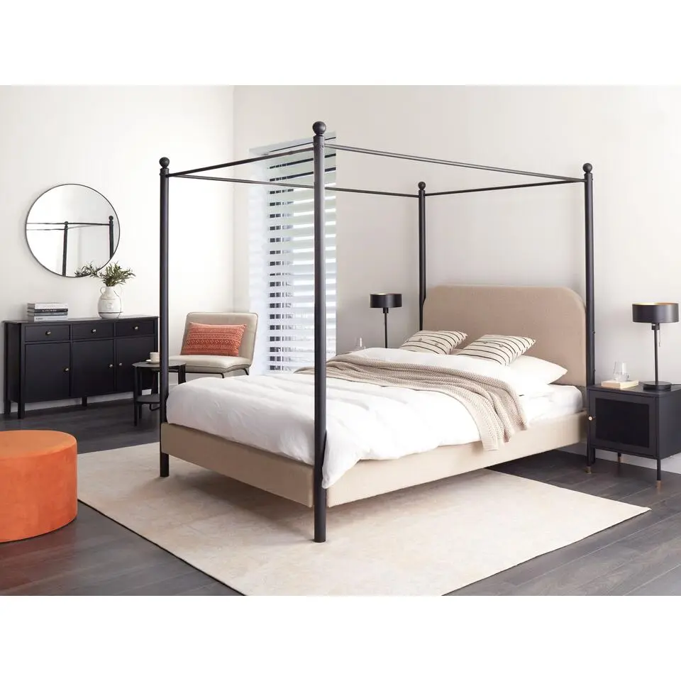 DANNEMOIS - Tweepersoonsbed - Taupe - 140x200 cm - Bouclé