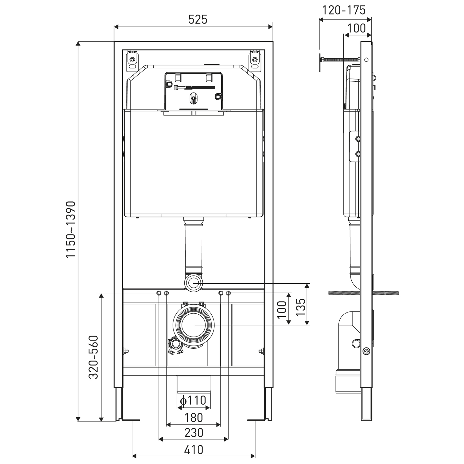 Kerra K-50 Slim inbouwreservoir met stalen frame