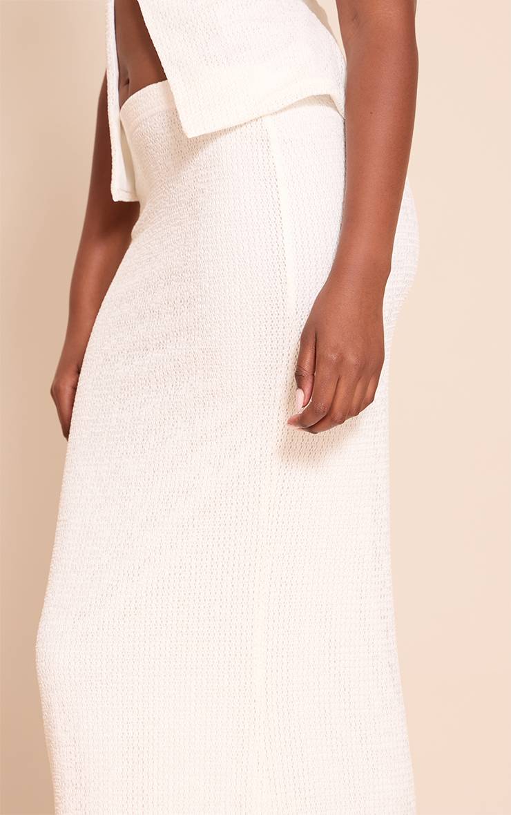 Blanc Ensemble Jupe Longue Texturée Doublée