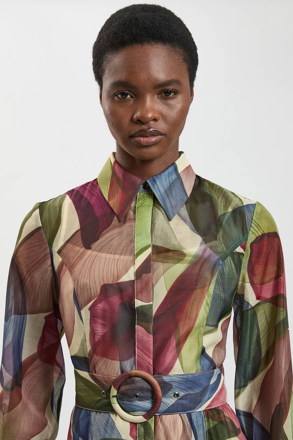 KarenMillen Robe Chemise Longue En Organza À Imprimé Pétales