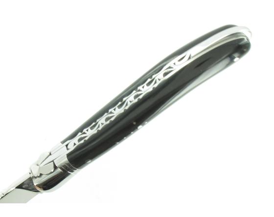 Laguiole Nature Guilloché Corne Noire Couteau de Poche - Laguiole par Fontenille Pataud