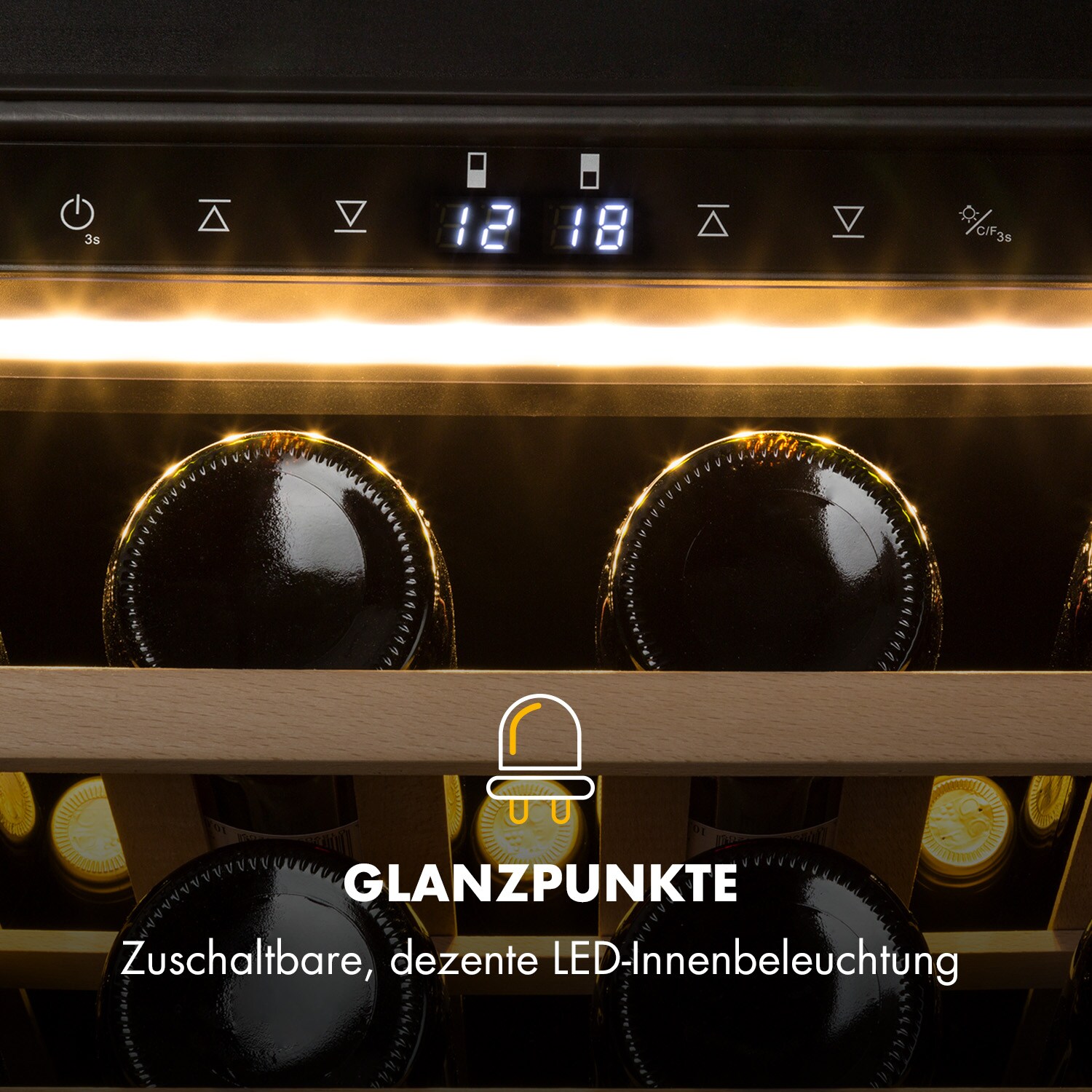 Barossa 77 Duo Weinkühlschrank 2 Zonen 191 L 77 Fl. Touch LED schwarz