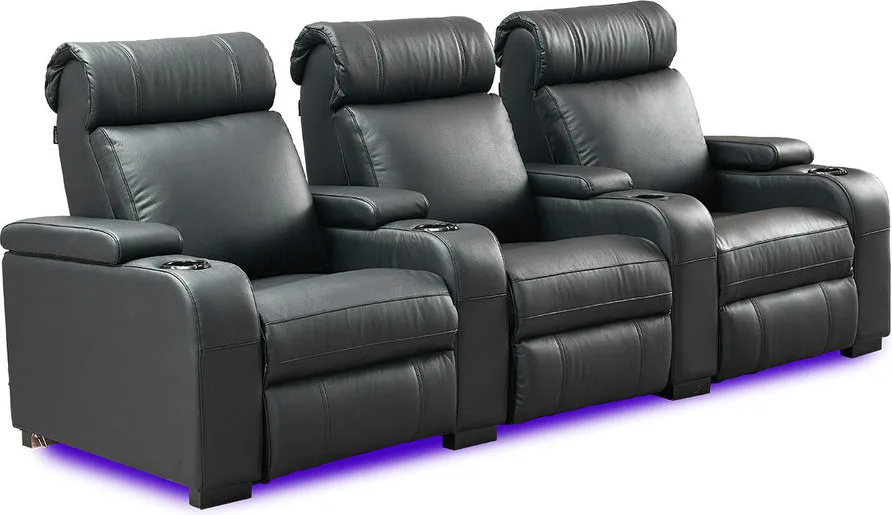 Lumene Hollywood Luxury III Noir (3 places, cuir véritable) Fauteuils cinéma