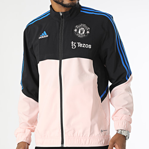 Veste Zippée A Bandes Manchester United HT4297 Rose Noir