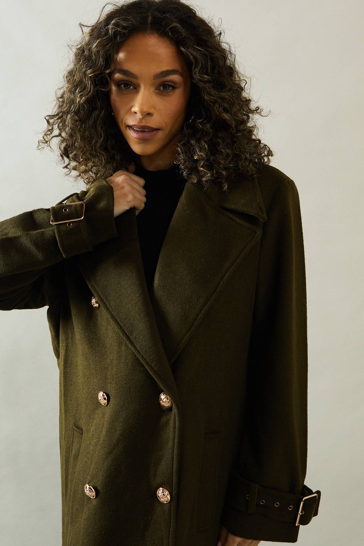 Wallis Manteau Croisé à Détails de Boucles