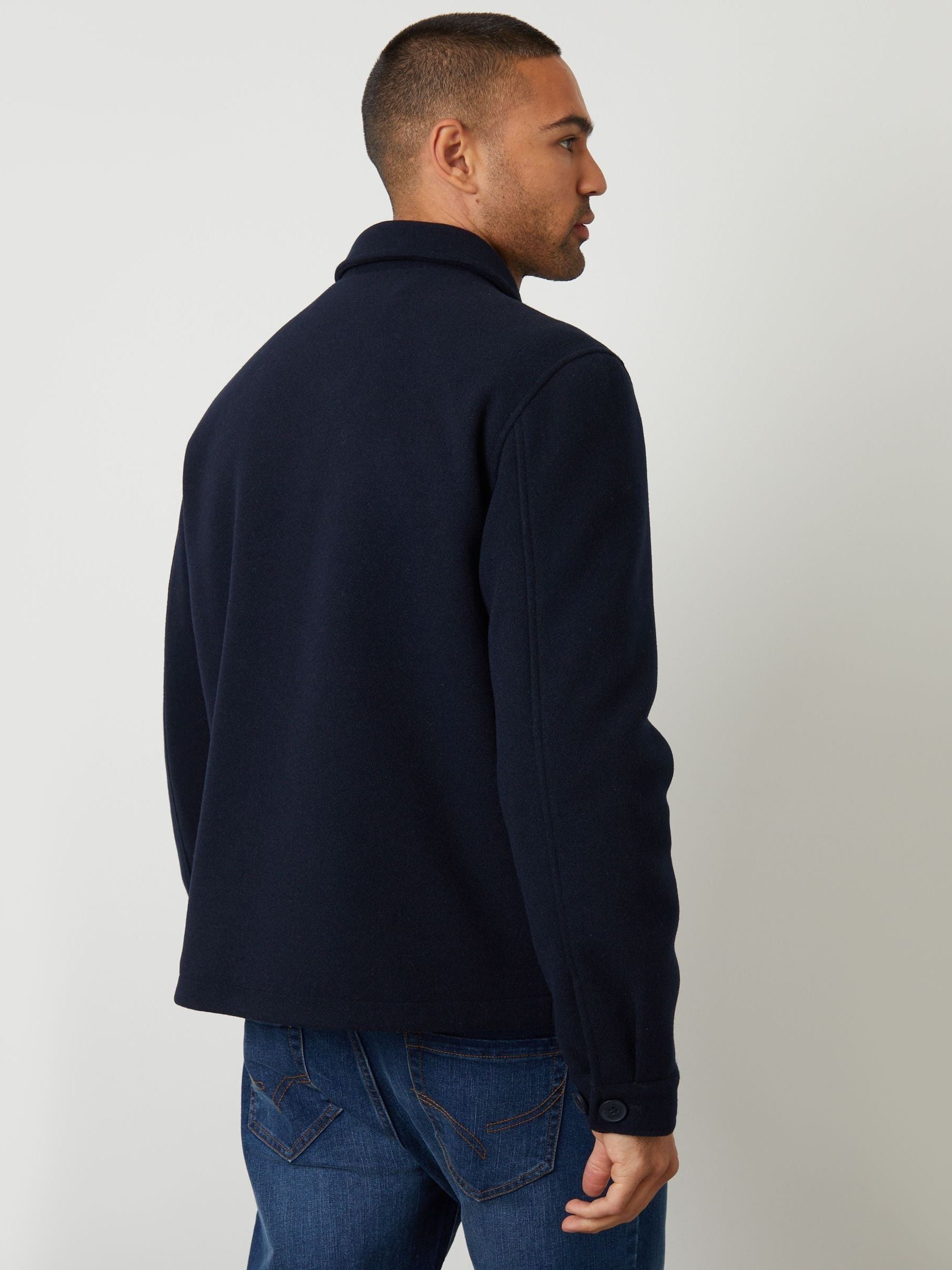 Marineblauw - Threadbare - Gewatteerd shacket met knopen van imitatie wol