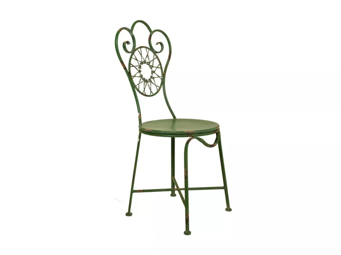 Ensemble table et 2 chaises en fer forgé : (2)42x47x92h-61x61x75,5h cm