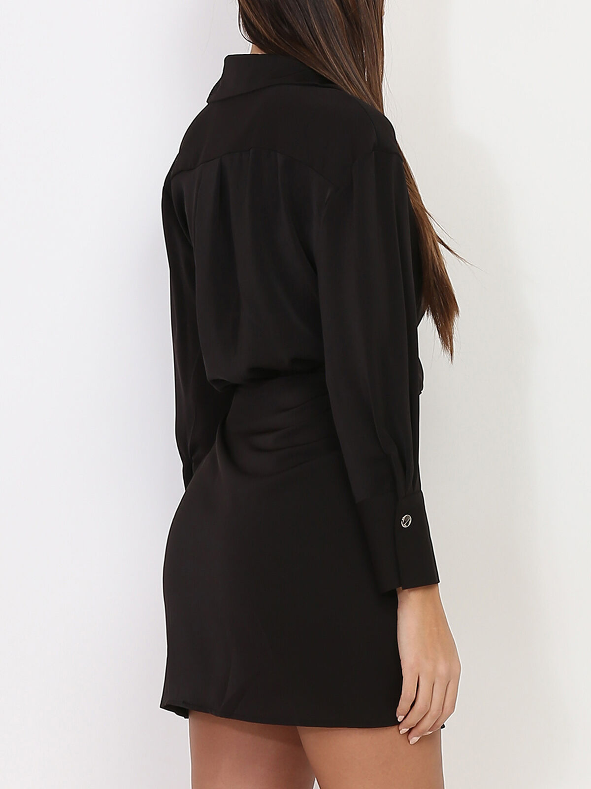 Robe portefeuille fluide à nouer- Noir