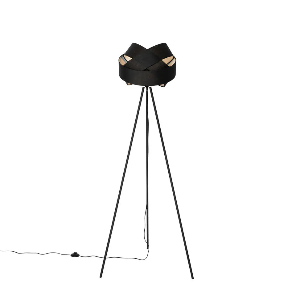 Qazqa vloerlampen cloth zwart e27