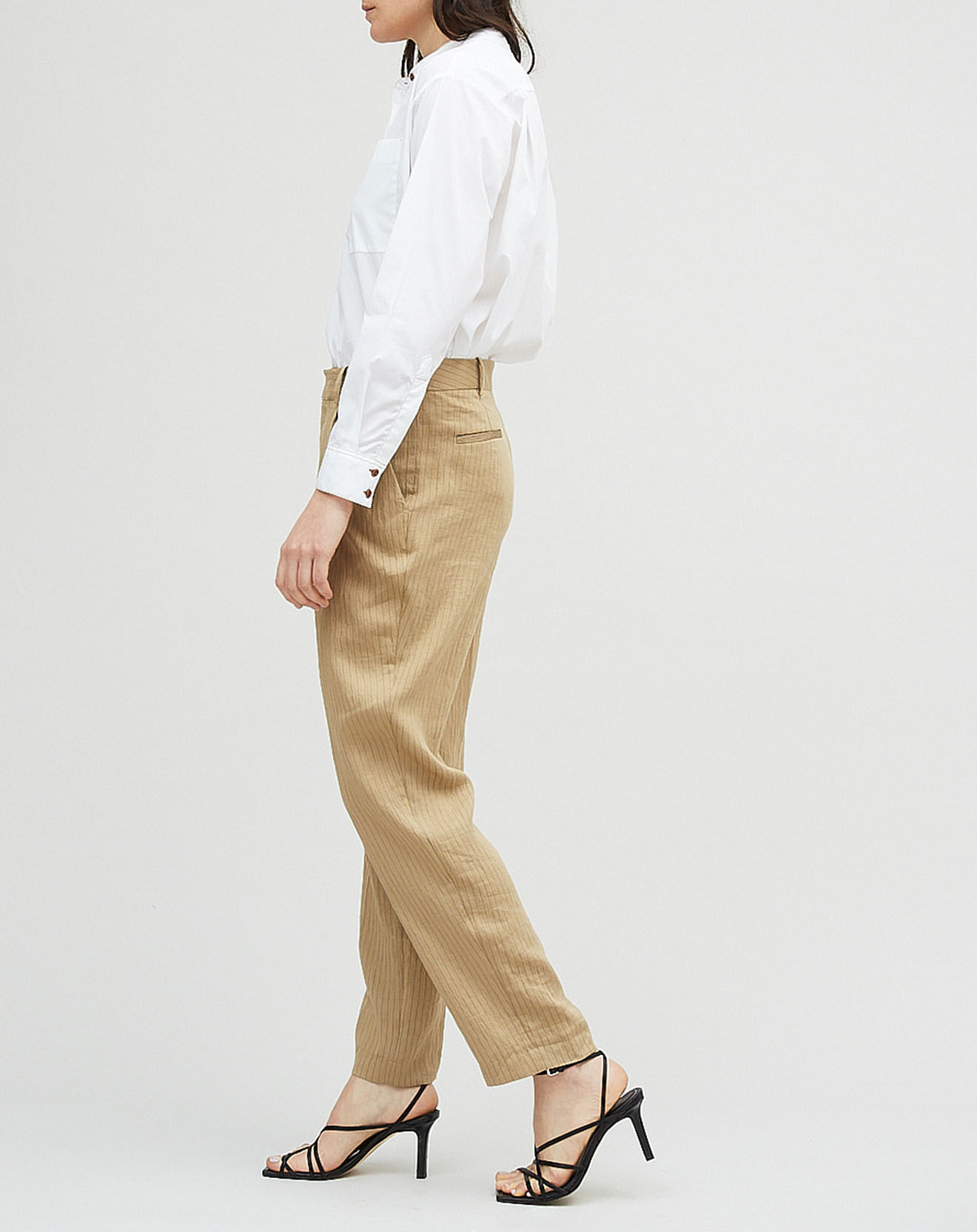 Chloé Stora Pantalon en Lin mélangé Philou beige