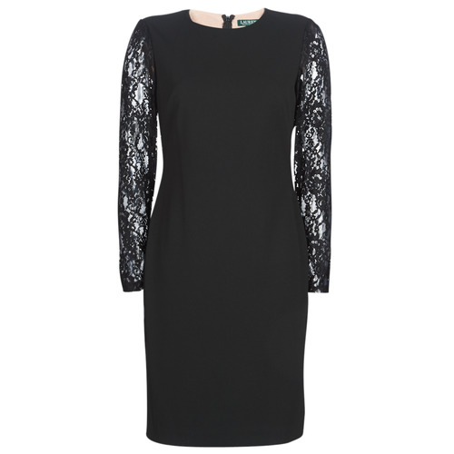 Lauren Ralph Lauren - LACE PANEL JERSEY DRESS Negro