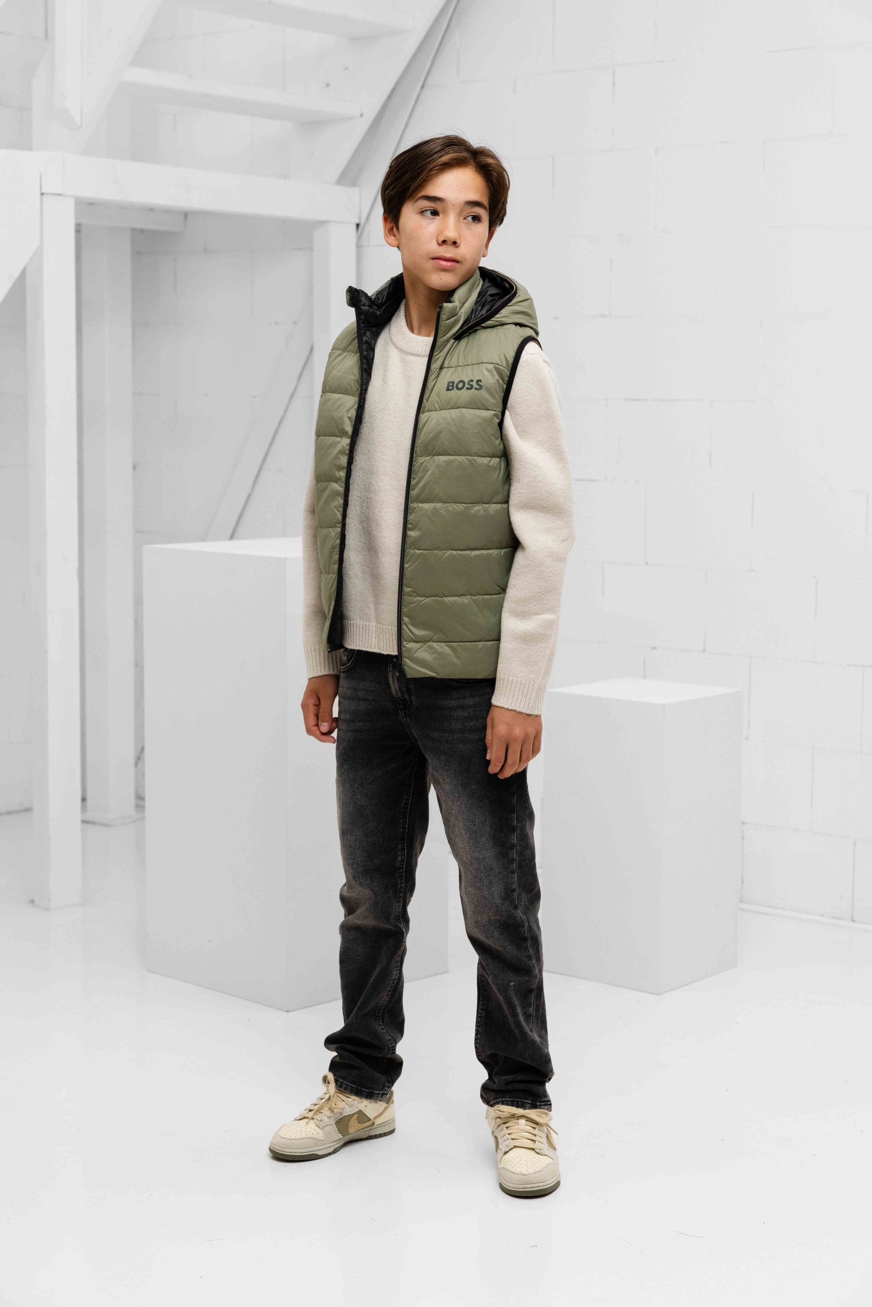 Hugo Boss Reversible Bodywarmer Kids Donkergroen