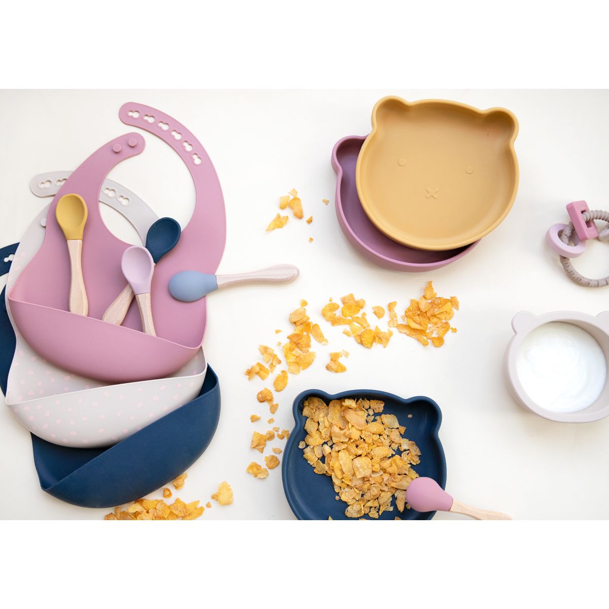 Cuillère silicone rose framboise Pause goûter