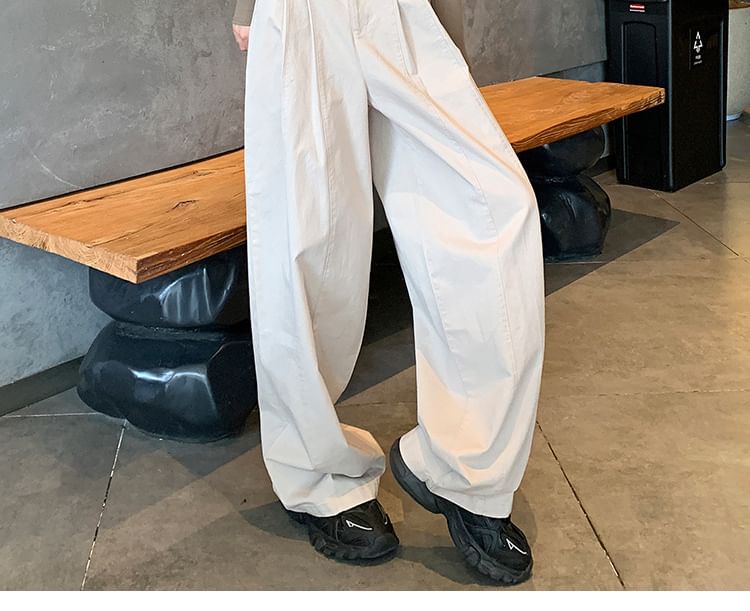 Luminato - Mid Rise Plain Wide Leg Broek