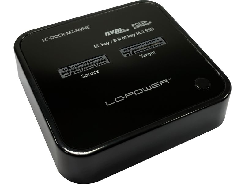 LC-Power Dockingsstation LC-DOCK-M2-NVME Kompakte USB 3.2 Gen 2x1 Docking Station für bis zu zwei NVMe-M.2 SSDs