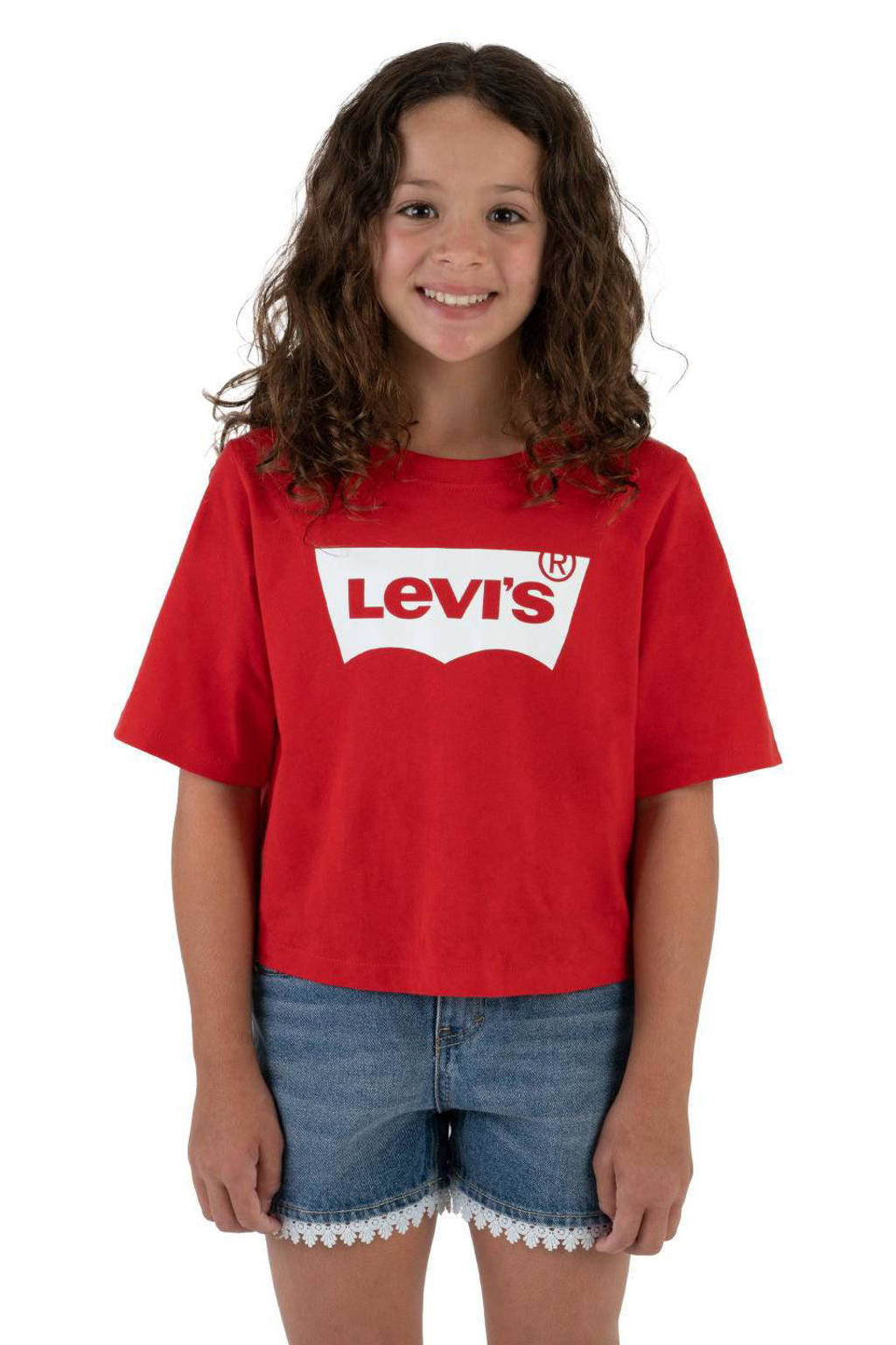 Levi's T-shirt LIGHT BRIGHT MEET & GREET met logo rood/wit