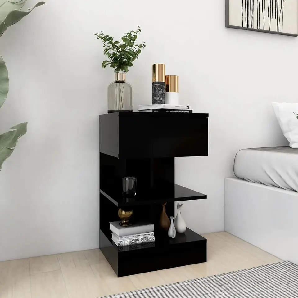vidaXL - Nachtkastje - Zwart - Bewerkt hout - 2 stuks