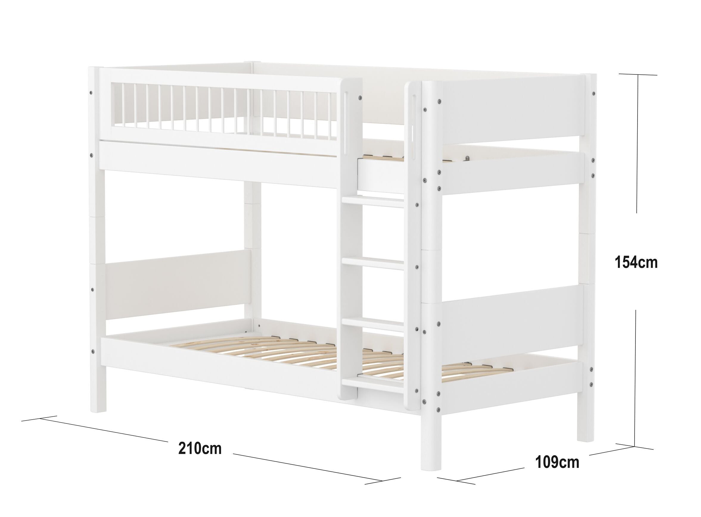 Flexa WHITE Etagenbett - Weiss / B: 109.0 cm x T: 210.0 cm x H: 154.0 cm