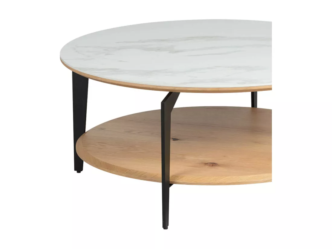 TASHA - Table Basse Ronde Métal et Céramique
