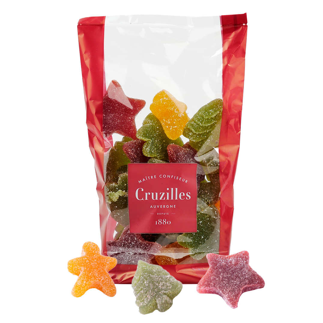 Pâtes de fruits forme festive (étoile, sapin, mannele)