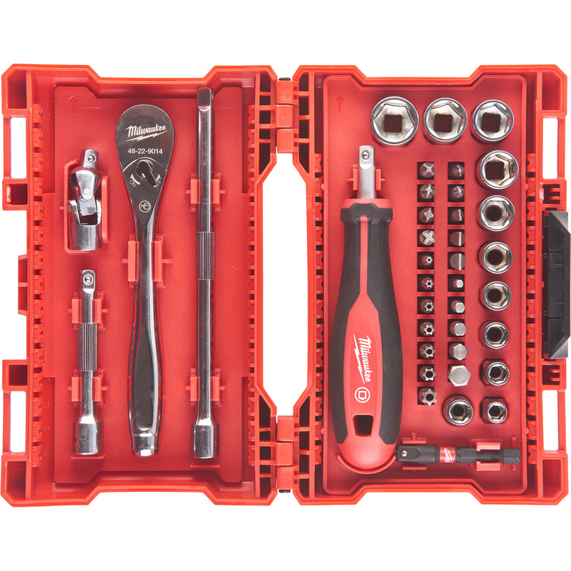Milwaukee doppenset 1/4” FOUR FLAT™ incl. Shockwave™ bits 38-delig