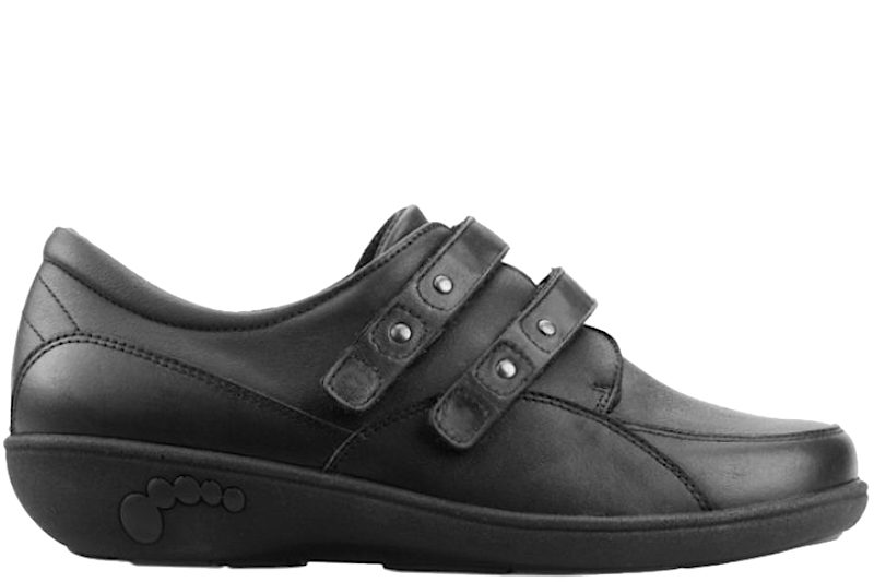 NEW FEET SKO I SORT GLAT SKIND MED ORTHOSTRECH