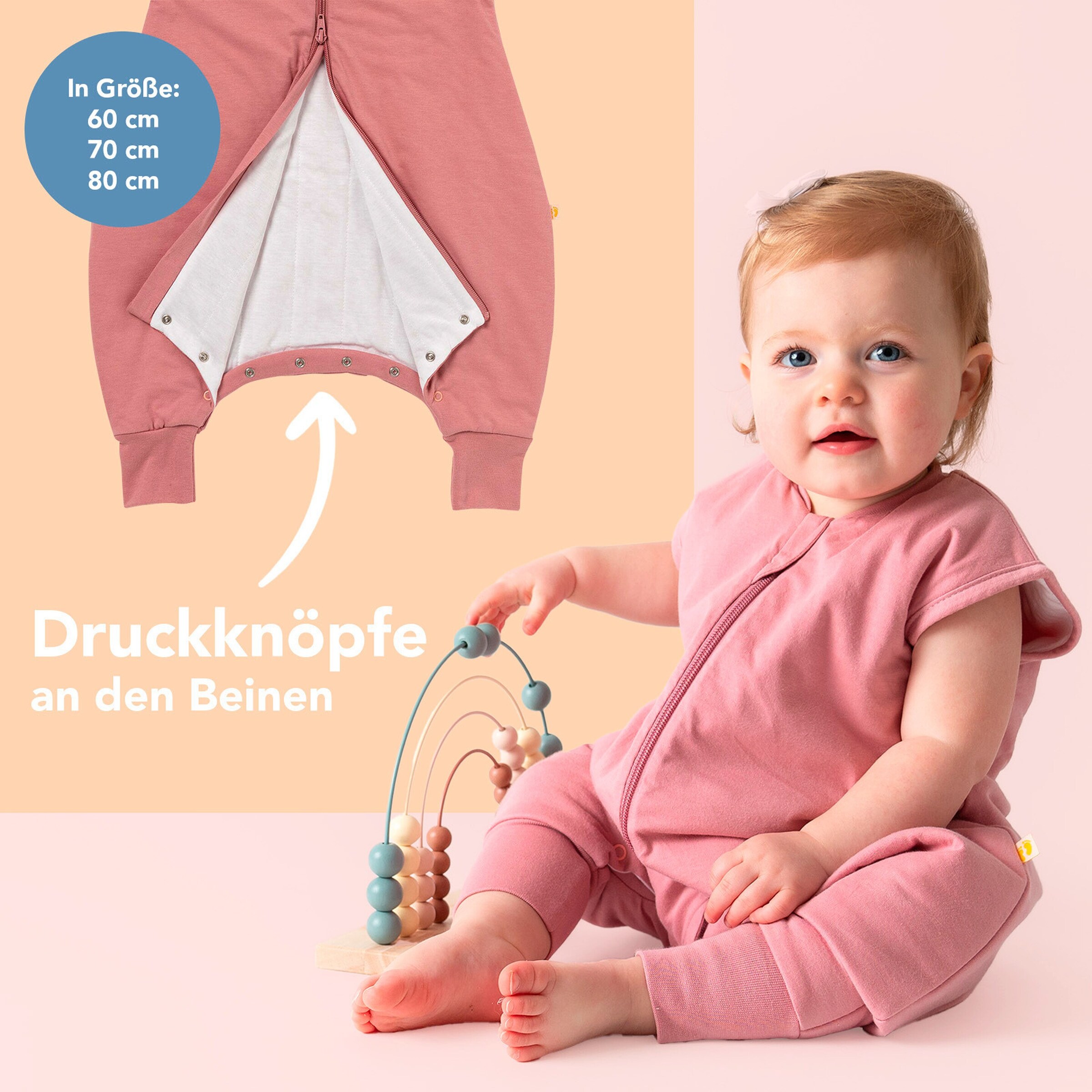 schlummersack Schlafsack mit Füßen 1.0 Tog Pastellrosa