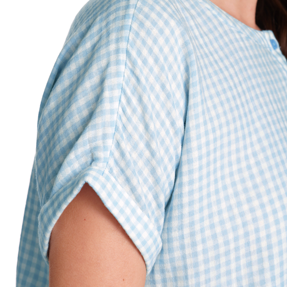 Gina Benotti Damen Musselin-Shorty mit Karo-Muster weiss / hellblau