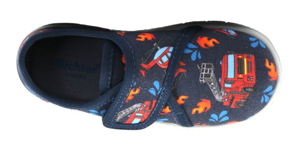 Richter Hausschuh »WMS: mittel«  Klettschuh, Kindergarten Schuh mit coolen Feuerwehr-Motiven