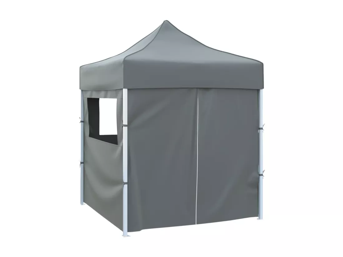 Tente de réception pliable avec 4 parois 2x2 m Acier Anthracite