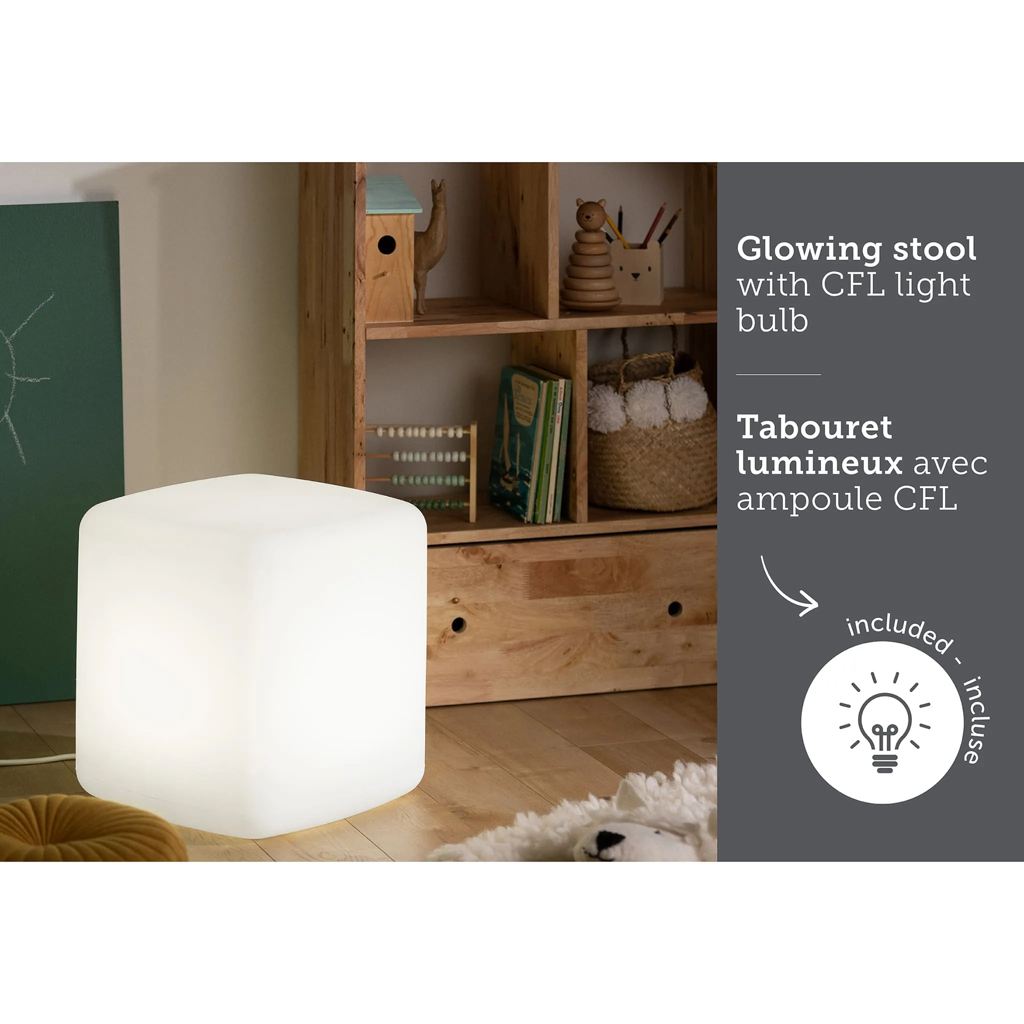 South Shore Table de Nuit  Tabouret Lumineux pour Enfants - Sweedi Blanc
