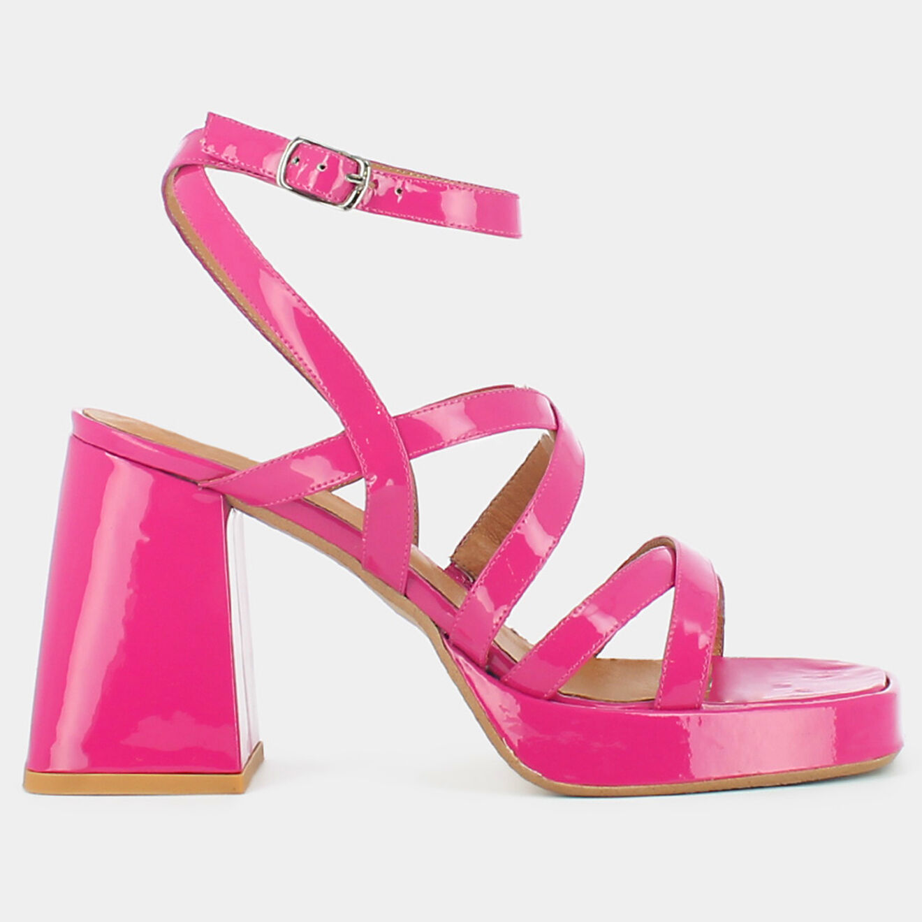Jonak Sandales en Cuir verni Divine fuchsia - Talon 9 cm