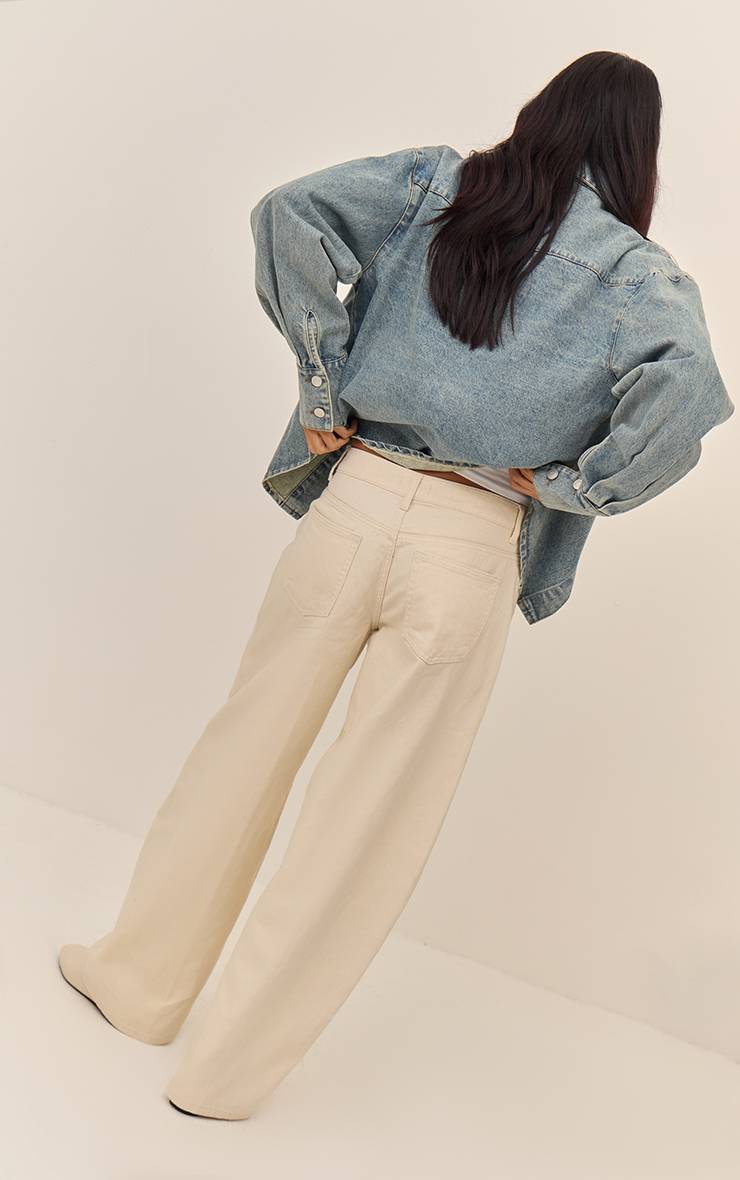 Ecru Jean Barrel Taille Basse Bleu Moyen