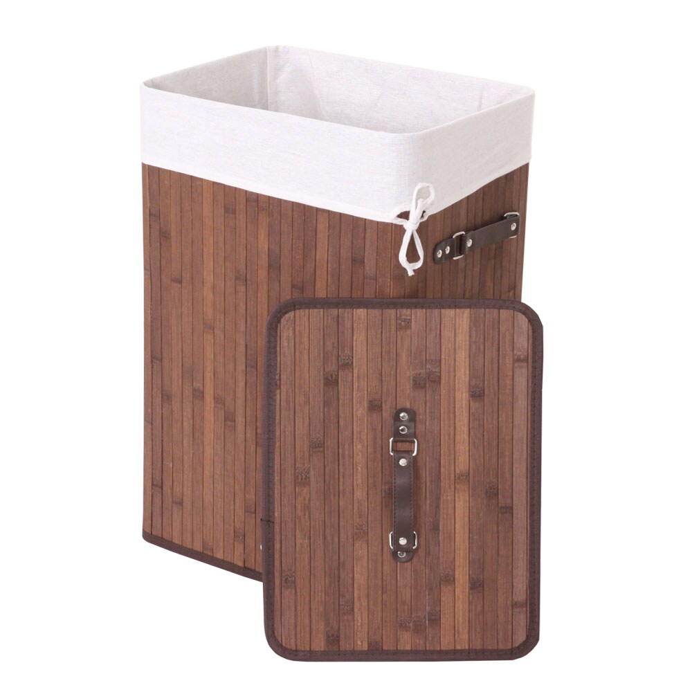 Wäschekorb MCW-C21, Laundry Wäschebox Wäschesammler Wäschebehälter Wäschetonne, 61x43x32cm 70l ~ braun
