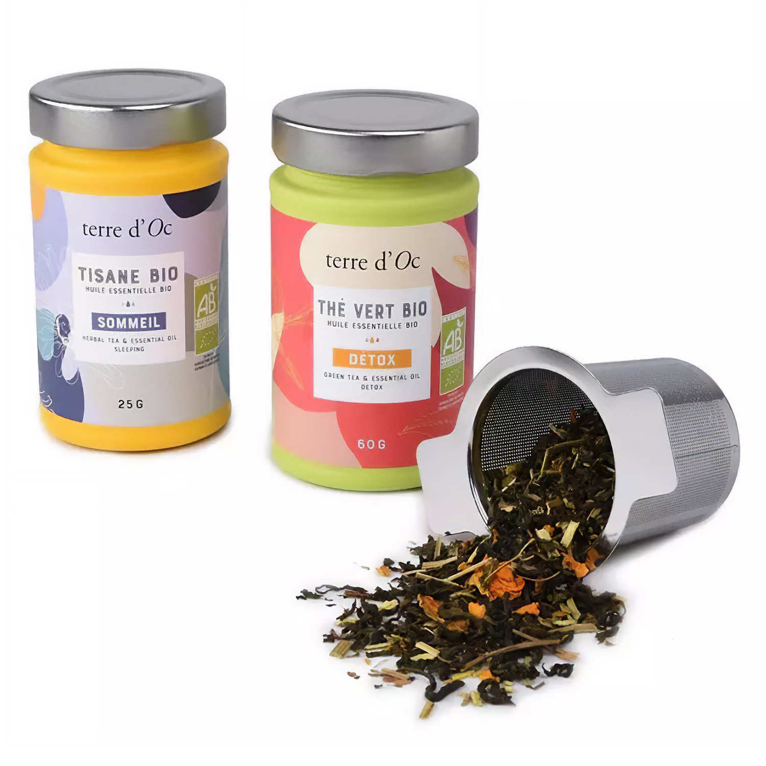 Coffret duo thé et tisane bien-être bio et infuseur inox pour mug