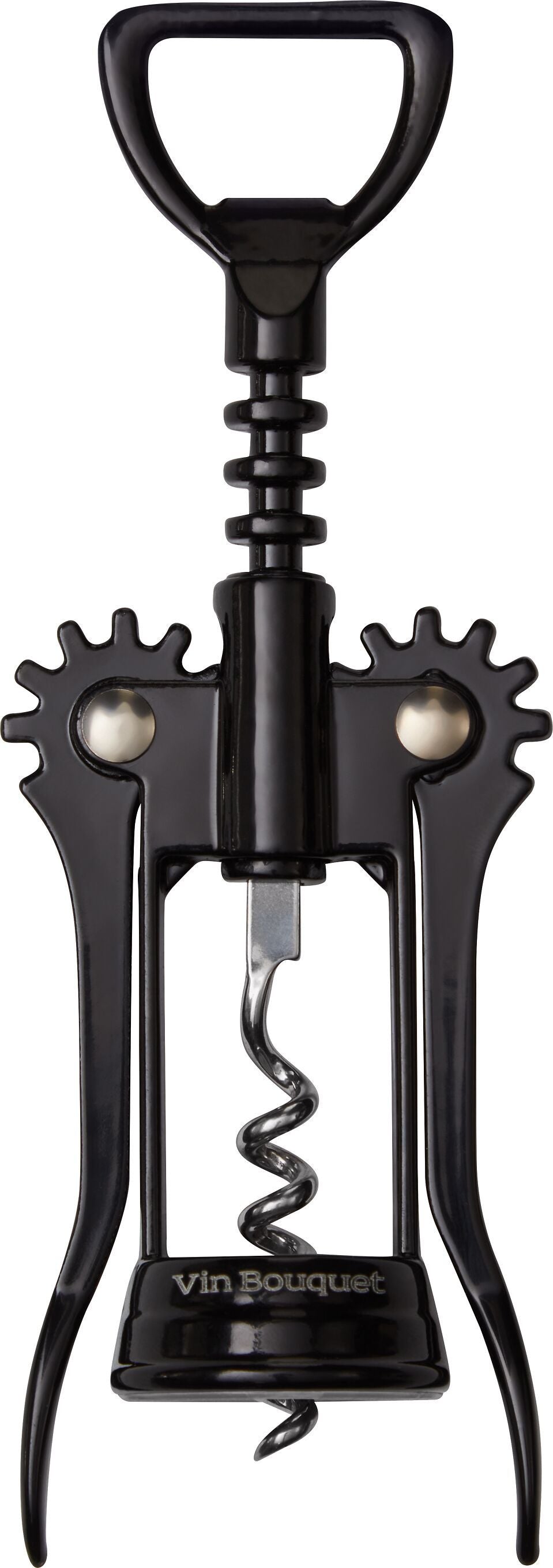 VIN BOUQUET Flügel-Korkenzieher - Schwarz / Silber / H: 14.5 cm