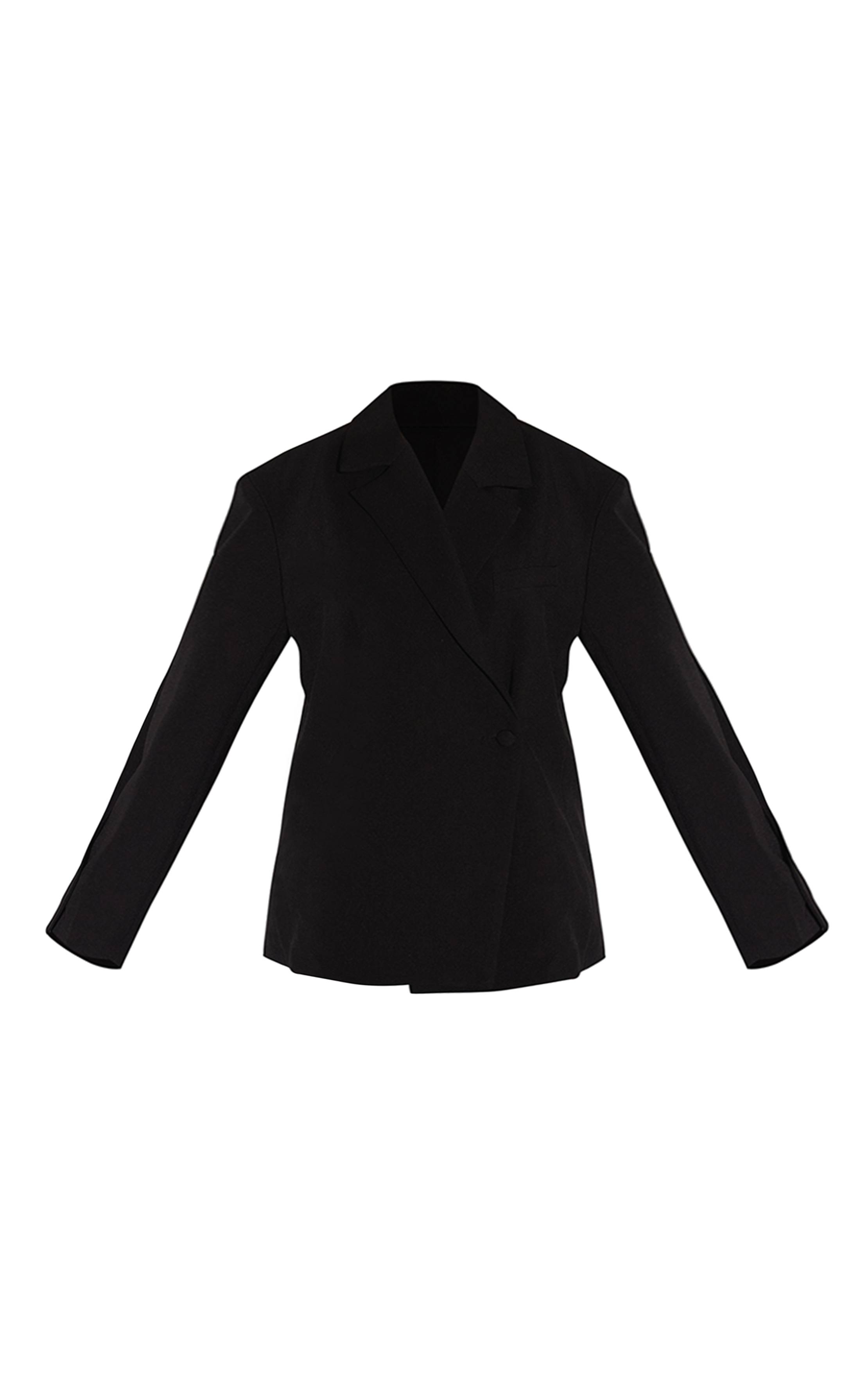 Noir Blazer À Détail Cache-cœur
