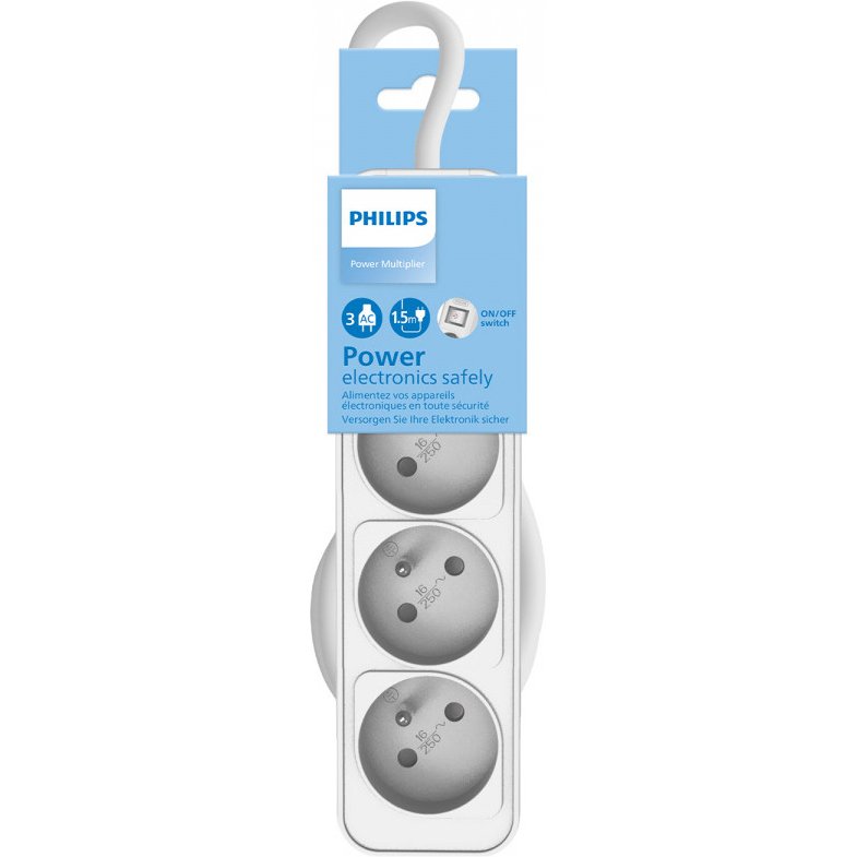 MCL CHP2134W/19 multiprise 1,5 m 3 sortie(s) CA Intérieure Blanc