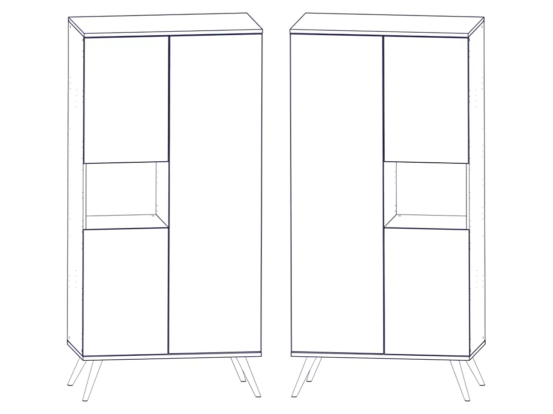 Armoire 3 portes 1 niche Seventies Bois et blanc
