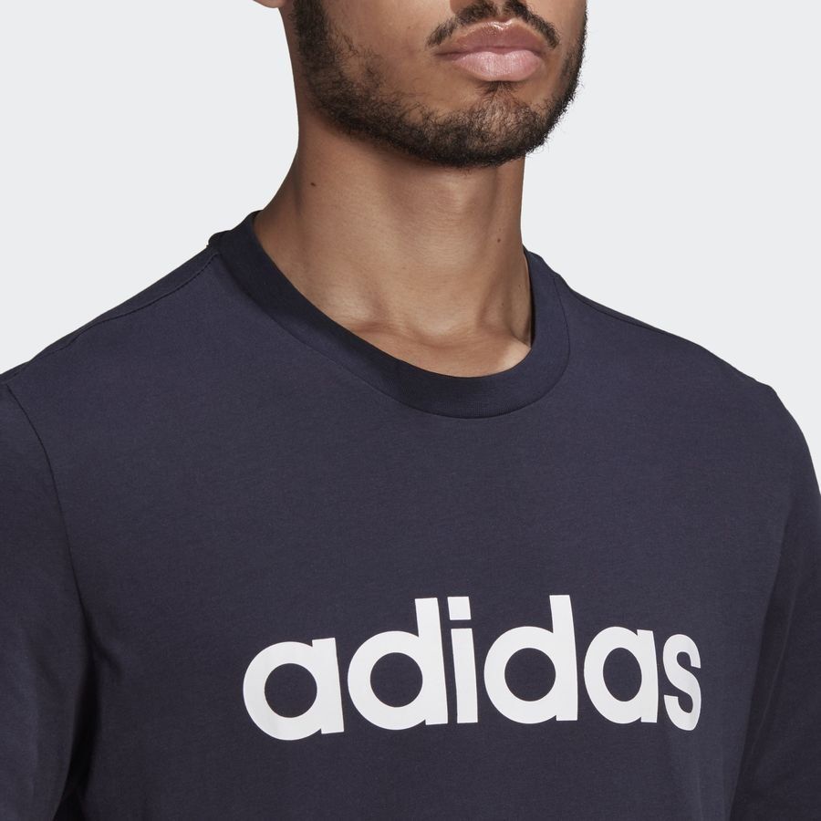 adidas T-Shirt Essentials Linear - Bleu Marine/Blanc