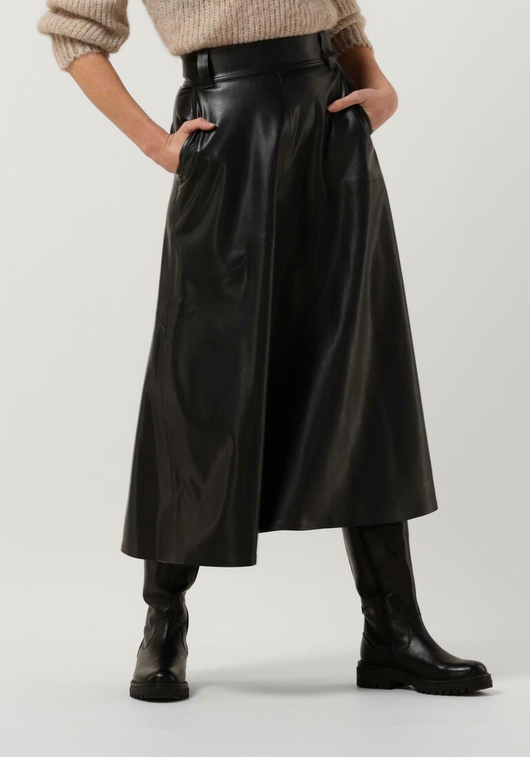 VANILIA zwarte vanilia midirok vegan leather skirt