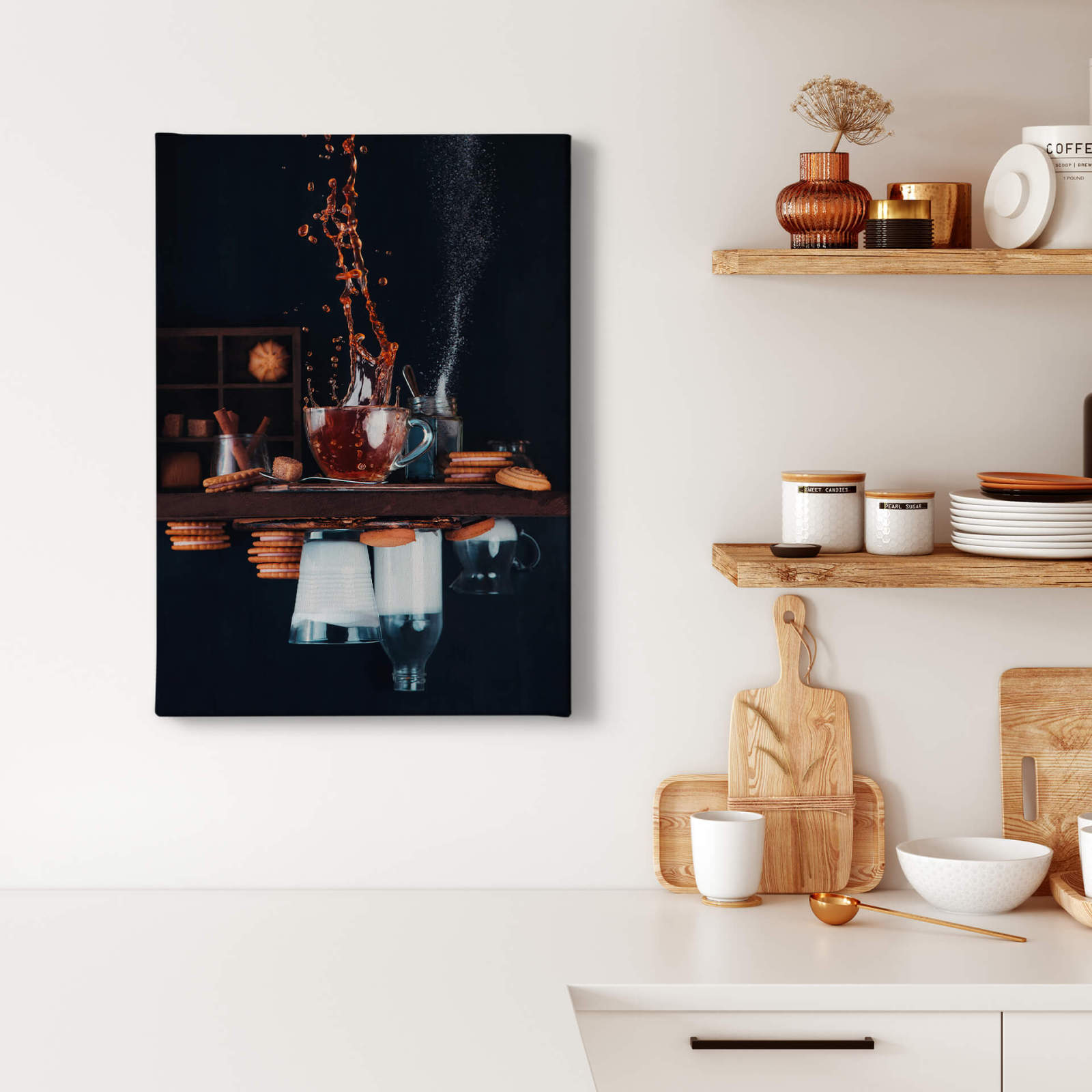 Leinwandbild VERKEHRT HERUM - schwarz-orange - 50x70 cm