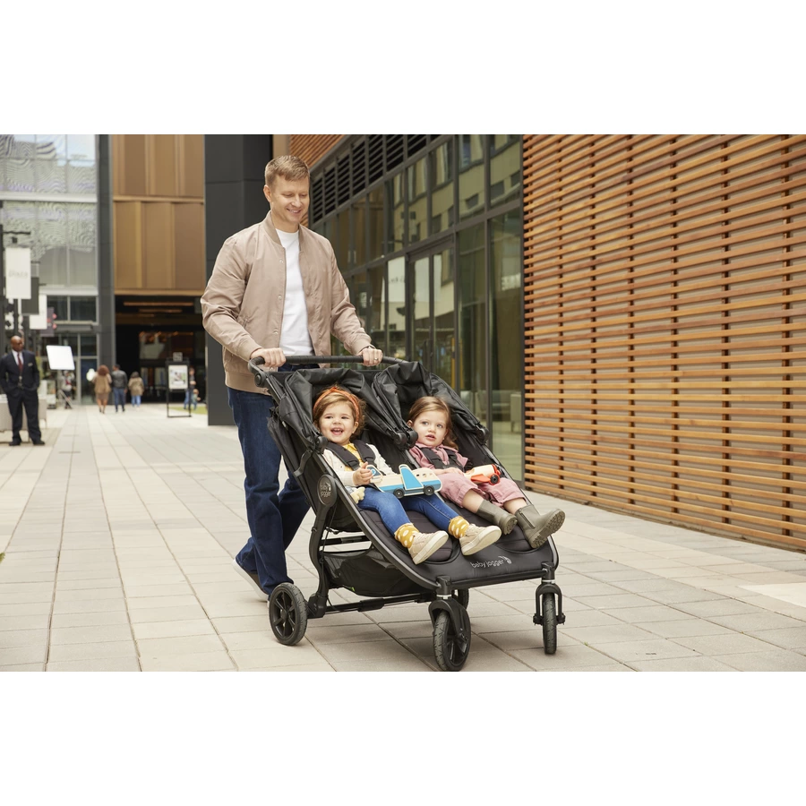 baby jogger Geschwisterwagen City Mini GT2 Double Jet schwarz inklusive Babywanne Mini GT2 Double, 1 x Sicherheitsbügel und Wetterschutz