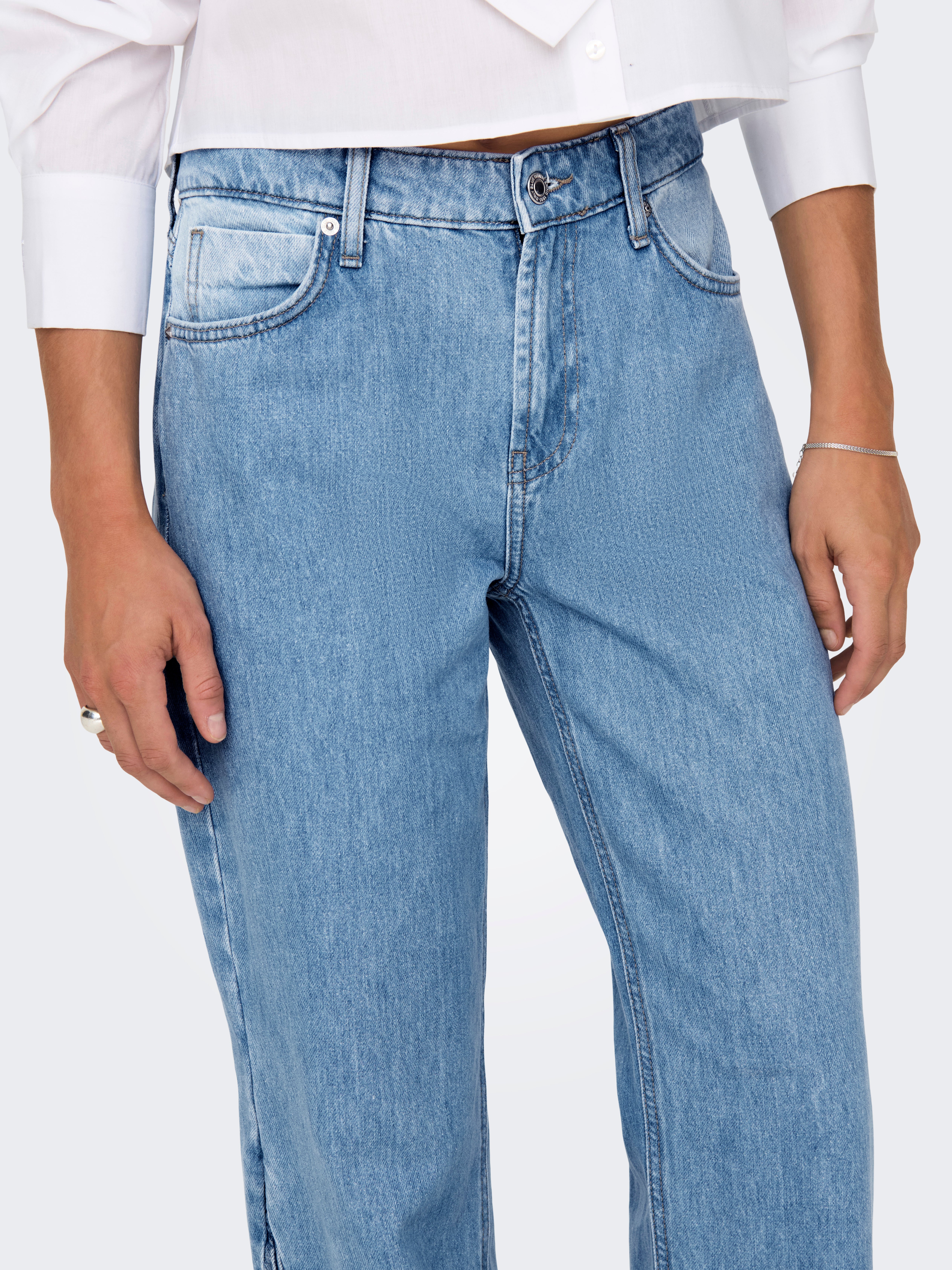 ONLCOBAIN Mittlere Taille Weiter Beinschnitt Jeans Light Blue Denim